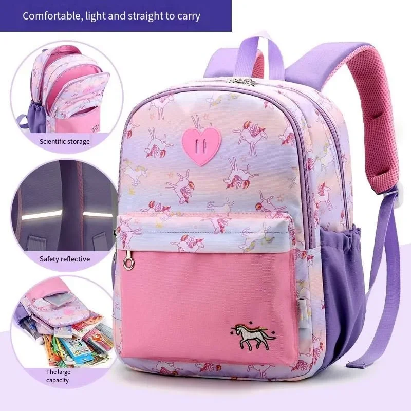 Kids School Bags Children Cute Backpack Print Resistant Sweet Dinosaur Unicorn Cartoon Unisex Women's Backpacks Western Backpack