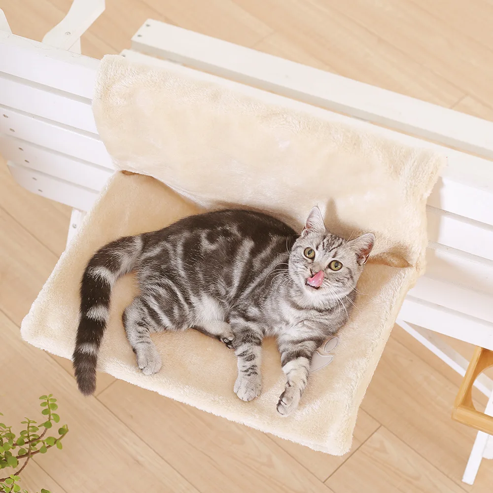 product hot sell high scratch resistant metal stands easy to assemble cat hanging beds pet hammock for cats with fleece mat-48