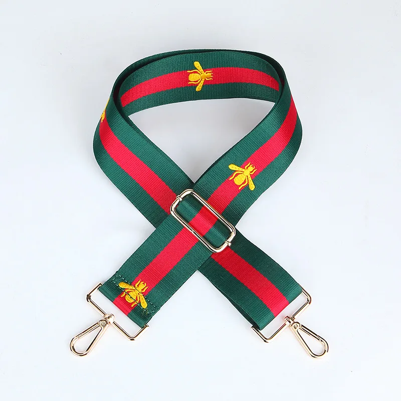 red and green purse strap