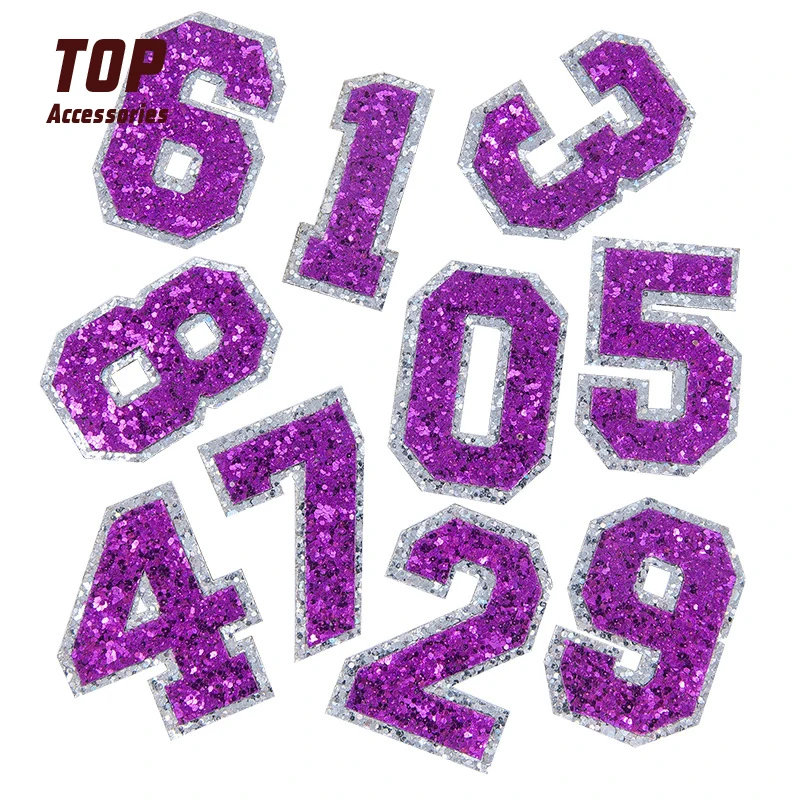 5cm Handmade Colorful Letter Iron-On Number Sequin Patches for Embroidery Decoration on Clothing
