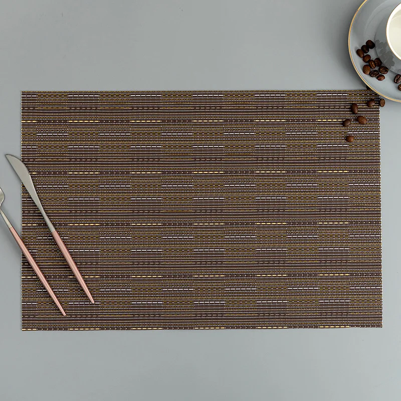 Wholesale Heat-resistant Place Mats Non-slip Washable PVC Rectangle Table Mats Woven Vinyl Placemat For Dinner