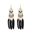 Earrings High Quality Products Women's Chain Beaded Earrings Feather Earrings