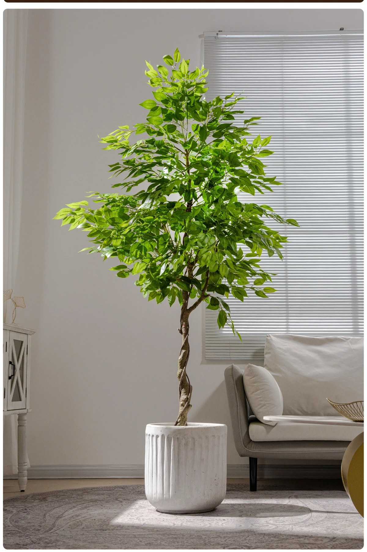 Home Outdoor Artificial Bonsai Plastic Ficus Religiosa Tree Green Indoor Christmas Space Decor High-quality Simulation Greenery details