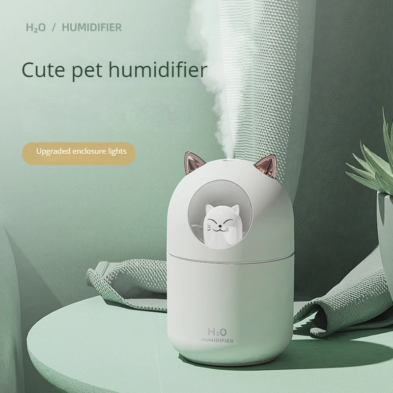 christmas Best Gift Mini Pet cat Air Humidifier With Led Night Light Usb Ultrasonic Humidifier Bedroom office Humidifier