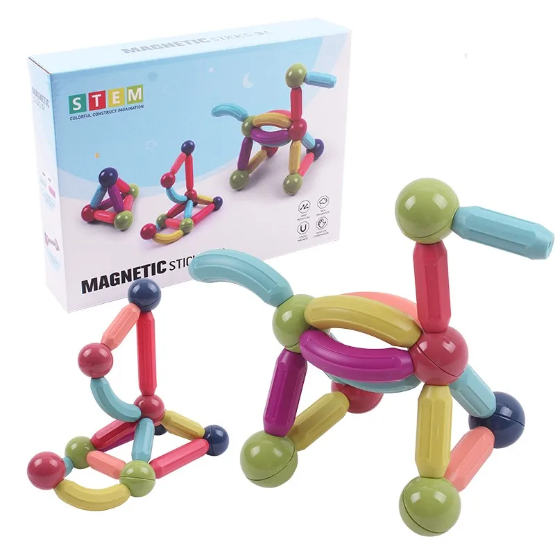 46 pcs Hot Selling Magnetic Balls and Rods Set DIY Magnet Building Sticks Set Stacking Toys for Kids Educational Toys