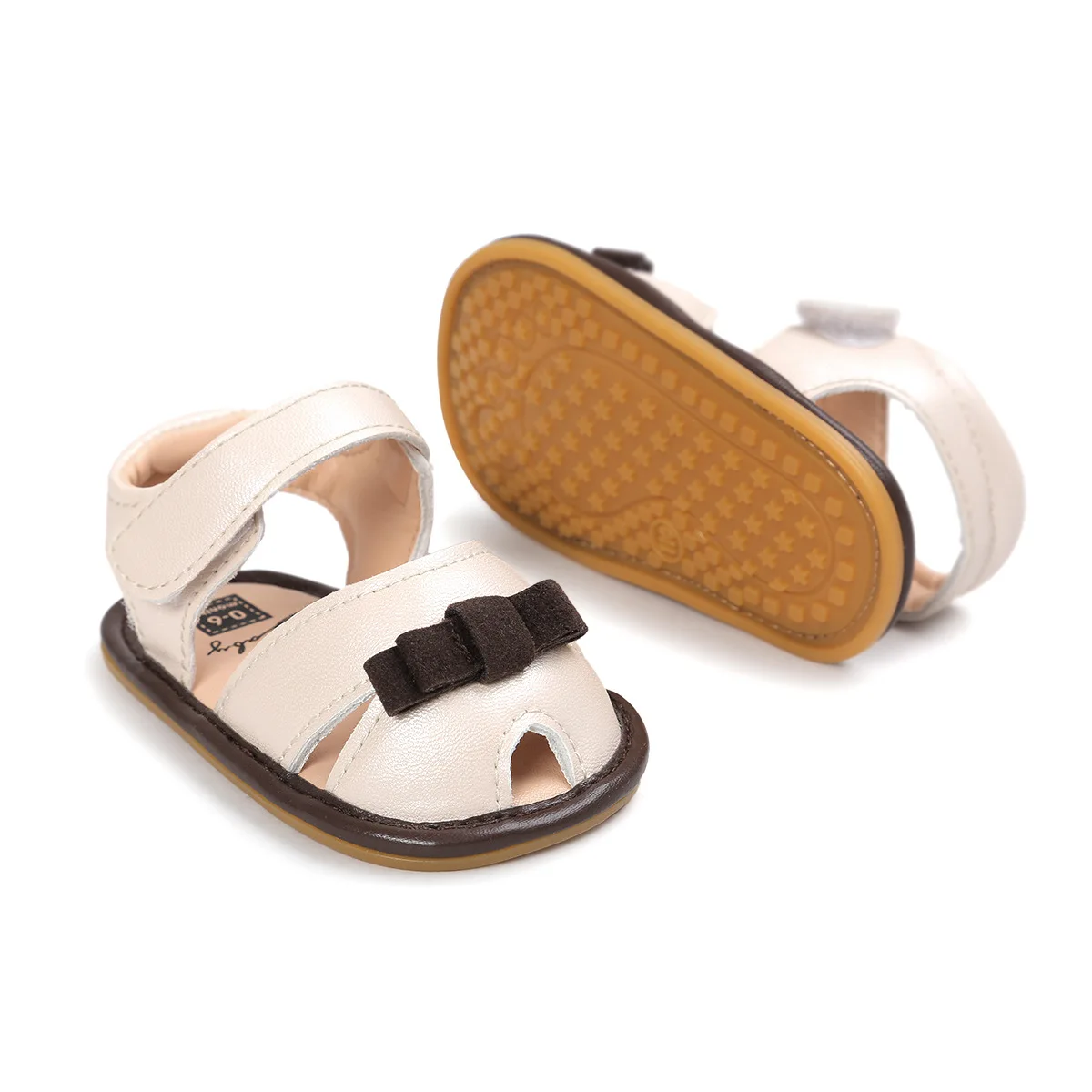 New style fashion PU leather Rubber sole outdoor barefoot Newborn baby girl sandals 2year