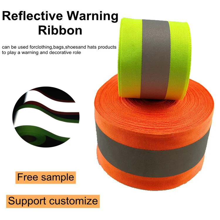 2cm Width Polyester High Brightness Ribbon Reflective Warning Webbing