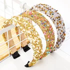 Yellow Headband Factory Direct Sale Fashion Yellow Shiny Retro Crystal Stone Sponge Headband