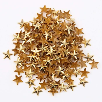 Bulk Wholesale Hotfix Iron On, Flat Back Stars Studs - 1/4" Flatback Glue on Studs 300pcs (Gold, 12x12mm)