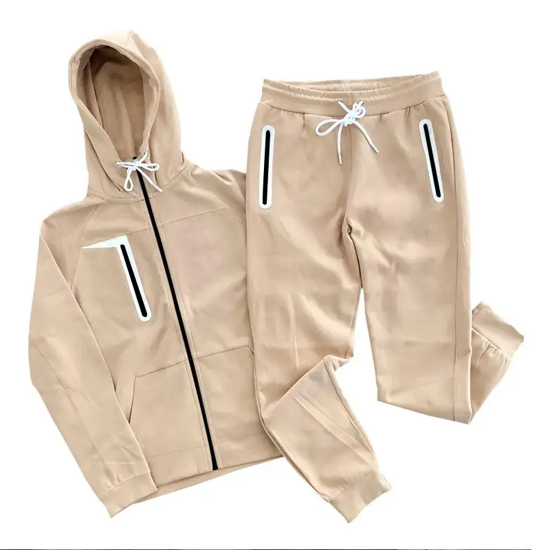 Private Sweatsuit Dropshipping Custom Logo Polyester Long Sleeve Zip Up Hoodie Pants 2 Piece Set Jogging Suit Mens Track Suits