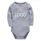 Baby Baby Bodysuit Amazon Hot Sale Unisex Baby Custom Logo 100% Cotton Long-Sleeve Bodysuits