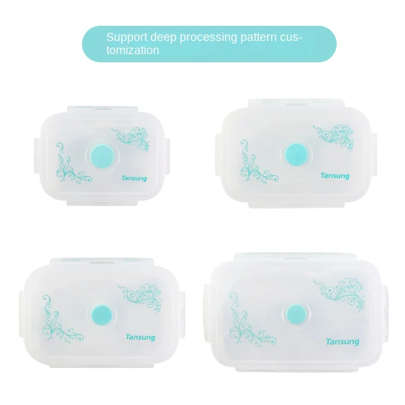 Folding Silicone Lunch Box Portable Crisper Microwave Oven Bento Box Plastic Square Lunch Box Refrigerator Storage Box Wholesale
