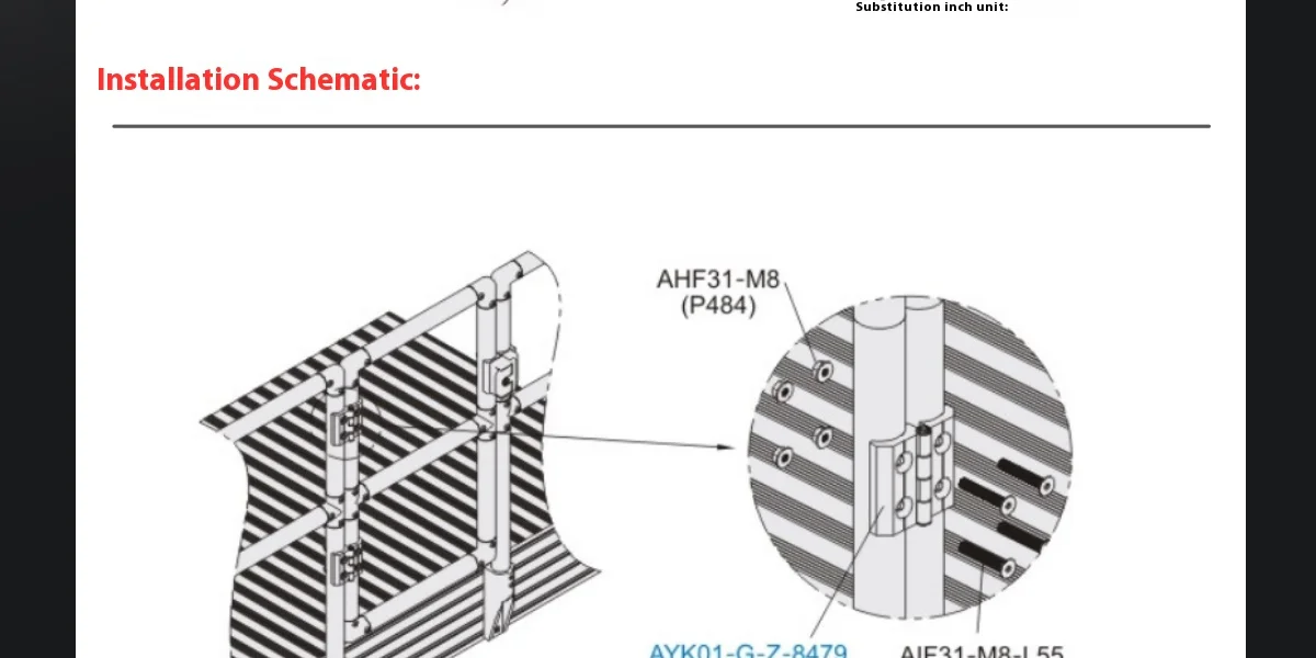 AYK01-G-Z-8479 Aluminum Profile for Industrial Machinery & Equipment Mute Dust Round Pipe Ladder with Fixed Hinge Fasteners details
