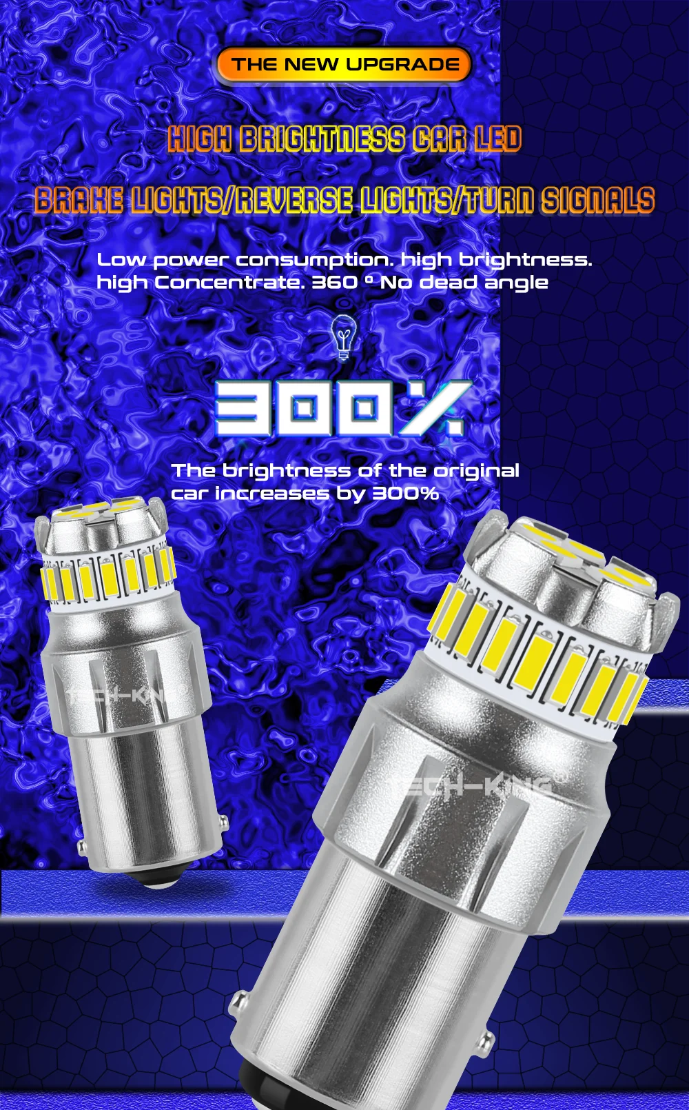 TECH-KING Car Brake Turn Light Led Width Lamp Interior Bulb White 12V-50V 1156 1157 S25 3156 3157 T20 7440 7443 Led Bulb