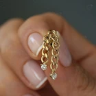 Gold Earring Earrings Earrings Fashionable Gemnel Women Fashion Jewelry Gold Plated Cuban Link CZ Drop Earring