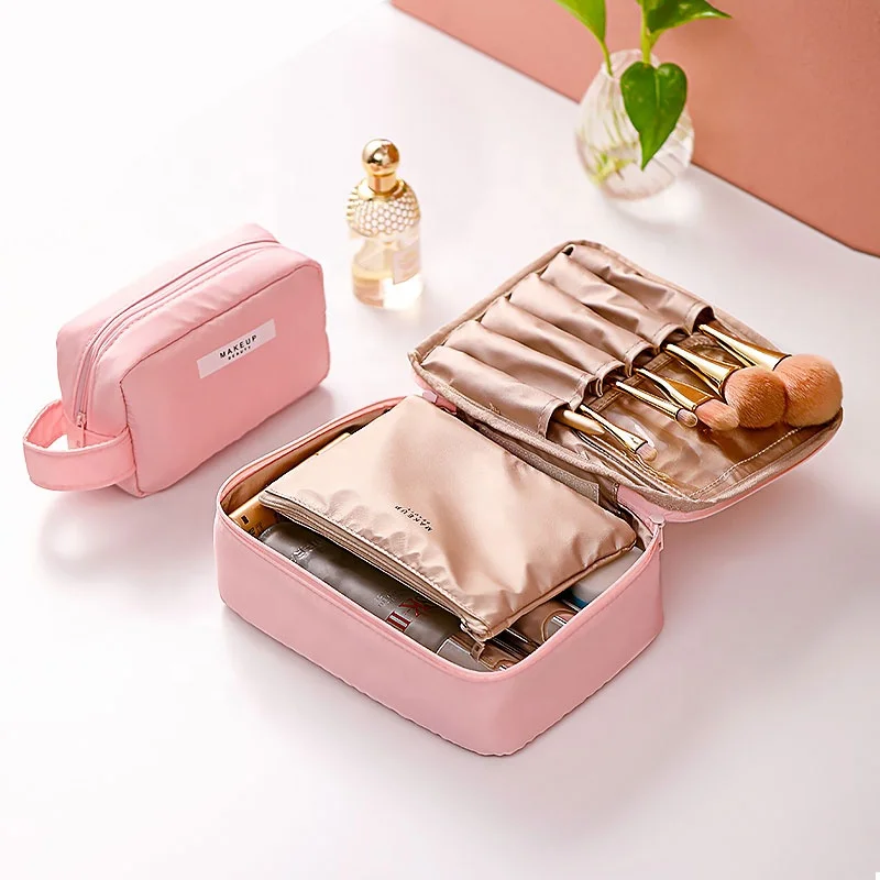 2024 Fashion Portable Makeup Storage Box Big Small Travel Makeup Bag Sets with Handle Organizer Box