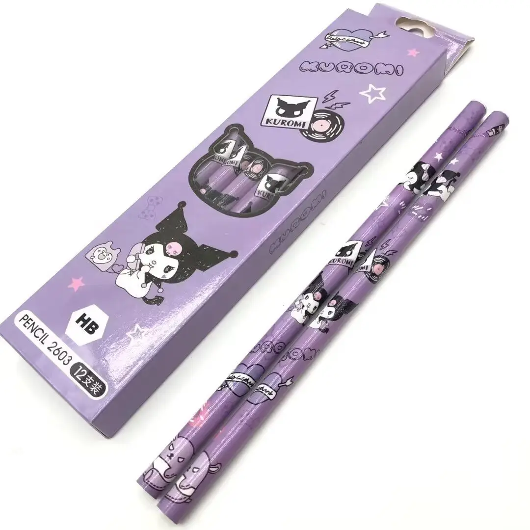 MB1 12Pcs Set Cute Kuromi Pencil School Students Stationery Pupil Anime My Melody Cinnamoroll Sanrio Pencils