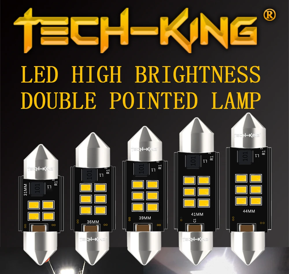 Car Super Bright 31mm 36mm 39mm 41mm 44mm LED Double Pointed Lamp C5W C10W CANBUS 6 SMD LED Reading Light License Plate Light