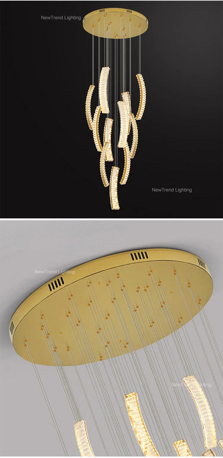 CPL-298 Luxury Design Indoor Decoration Villa Hall Hotel Lobby Staircase Crystal LED Chandelier Light factory