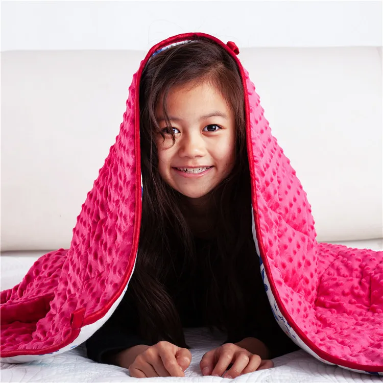 104*152cm 3.2kg Children Blanket Pad Mermaid Printed Red Minky dot Soft Weighted Kid Blanket