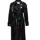 Long Waterproof 2021 Spring And Autumn New Style Women Fashion Pu Long Waterproof Windcoat Jacket With Belt