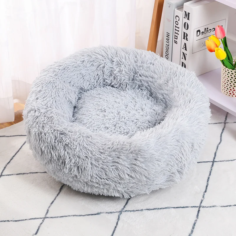 HUAYI 2024  manufacturer soft luxury  pet cushion round cat dog bed