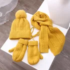 Hat For Winter Trendy Stock Knitted Cute Warm Comfortable Unisex Golves Scarf Winter Beanie Hats Set For Kids