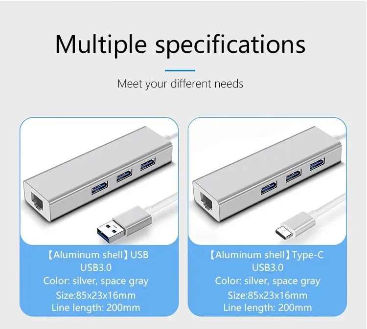 4 in 1 Gigabit Ethernet USB C Hub Mini Size USB 3.0 to RJ45 Adapter USB C Dock for MacBook Air Pro PC HUB