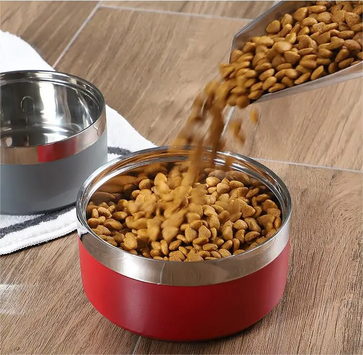 Fashion Dog Feeder Bowls Double Layers Dog Dish Rubber Non slip Dog Bowl