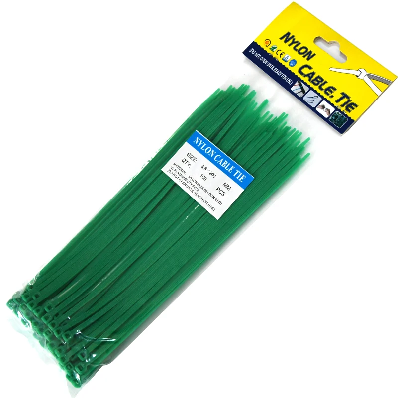 200 PCS 4" Inch Green Cable Wire Zip Ties Self Locking Nylon Cable Tie 200 Bag 
