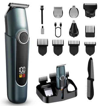 5-in-1 Multifunctional Rechargeable Cordless Hair Trimmer Set Electric Power Source for Beard Nose and Body Hair Clipping