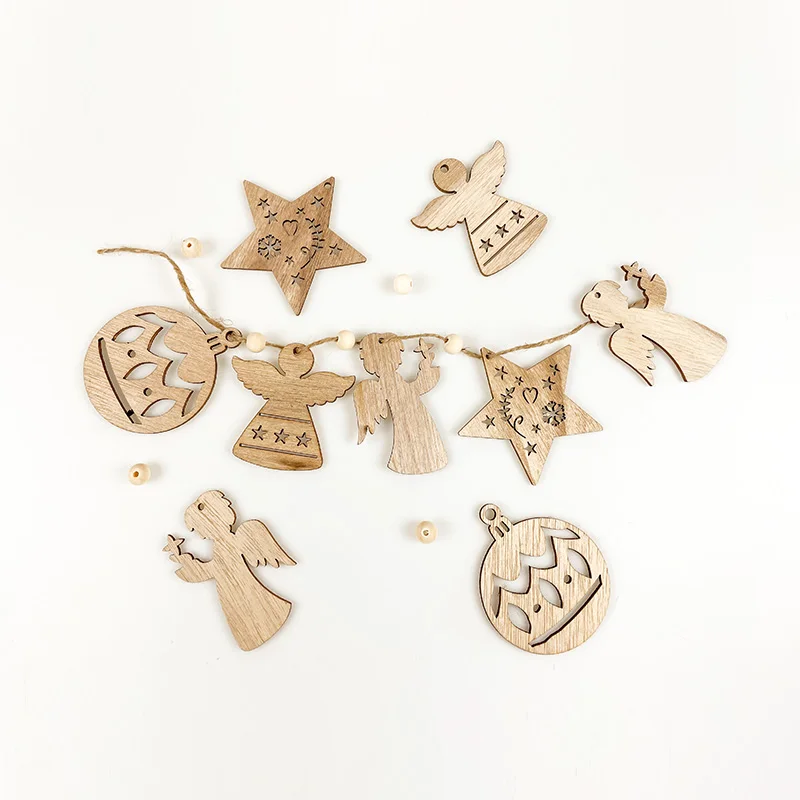 Wooden Gift Tag Blank Wood Ornaments DIY Home Decoration Holiday Atmosphere House Halloween Wood Chips