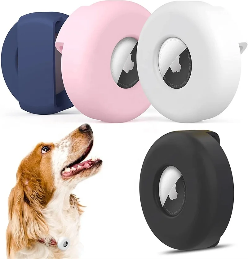 Protective Case Compatible for Apple Airtag Anti Scratch Pet Loop Holder Soft Silicone Protective Case GPS Tracker Dog Cat Collar Finder Cover Accessories 