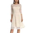 Design Dress Unique Design Lace Casual Midi New Styles Women Dress Summer With Round Neck