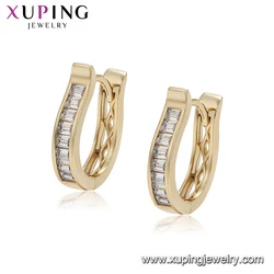 99292 Xuping fashion jewelry 14K gold plating environmental copper hoop earrings for ladies