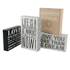 Gray Modern Table Decoration White Wooden Cube Block Printed With Gray Letters