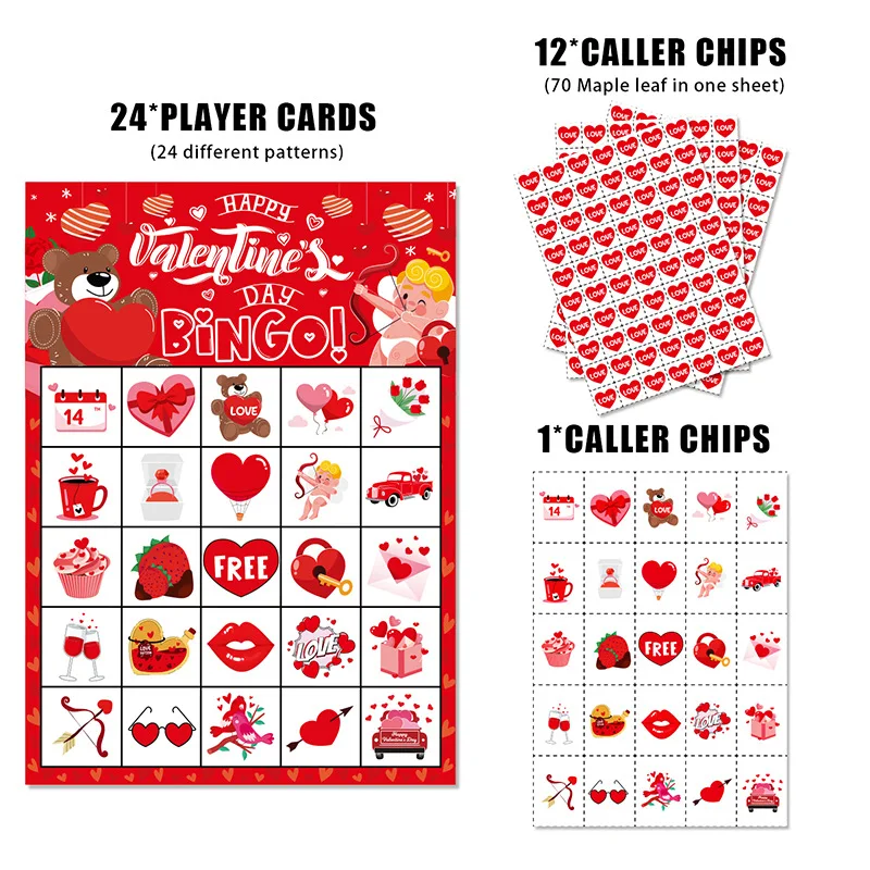 Valentine's Day theme Red bingo game card party supplies