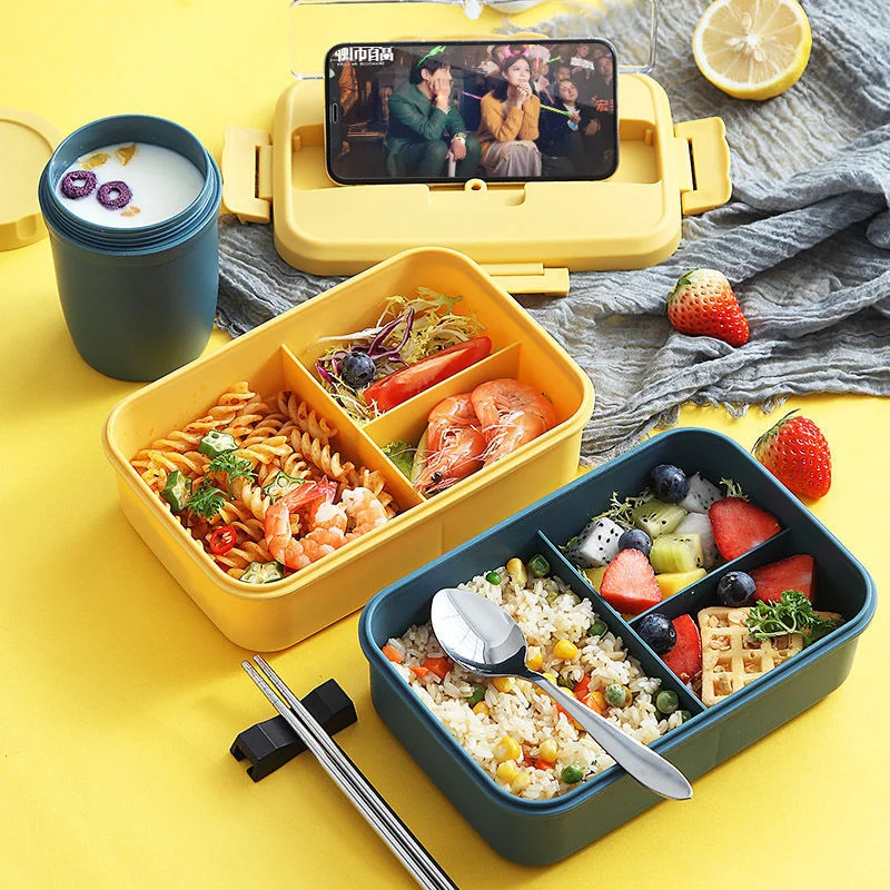 Bento Boxes With Spoon And Fork For Adults Children Food Grade PP Plastic Durable Bento Lunch Box For Kids