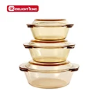 Casserole Casserole With Lid Amber Borosilicate Glass Hot Pots Manufacturer Round Glass Casserole/Supermarket Hot Sale Glass Casserole Dish Pot