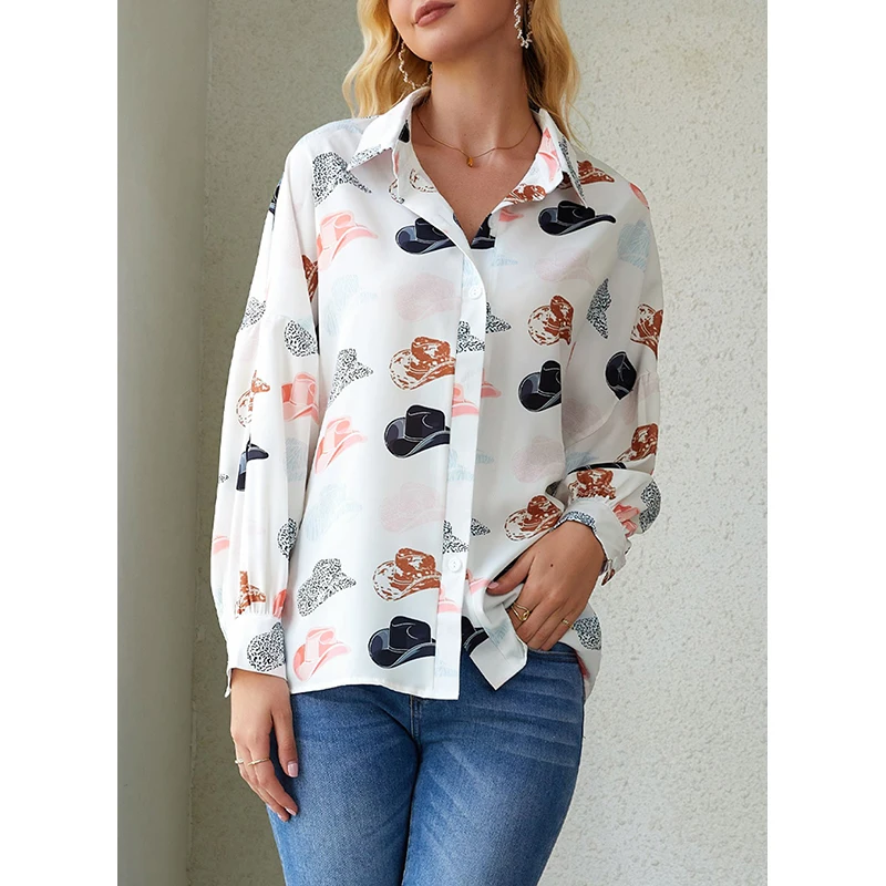 Dear-Lover Wholesale Fast Shipping Western Clothing Women Shirts Tops Puff Sleeve Button Up Shirt