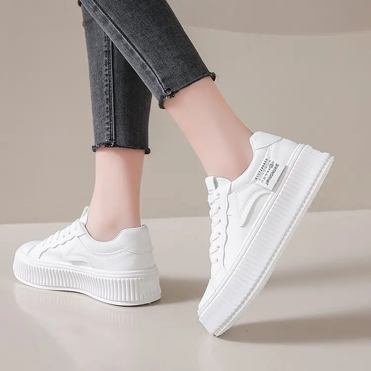 Manufacturer outdoor daily walking style Breathable White lace-up women sport shoes