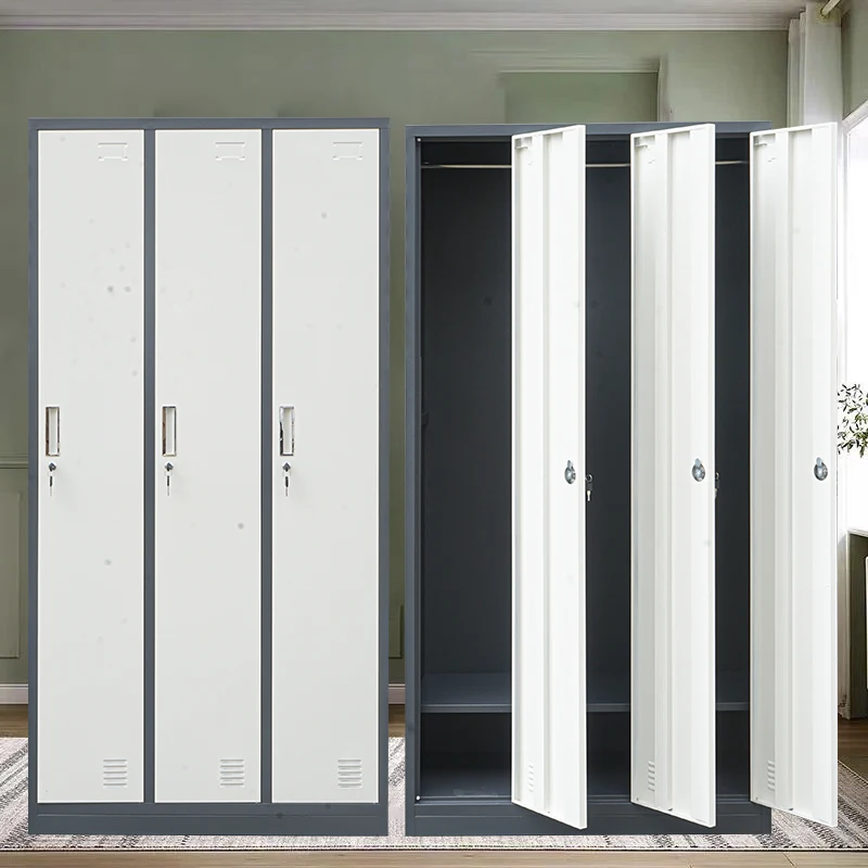 Beautiful White Metal Office Lockers 3 Door Casier Rangement Papier with Matel Porte and Lock for Employees Bedroom Furniture