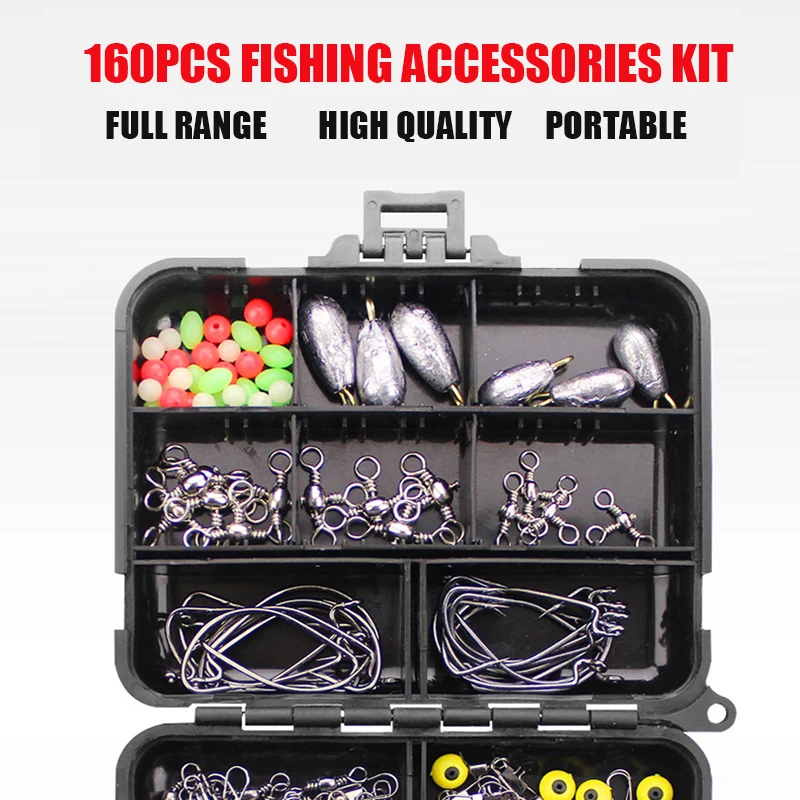 Pcs Box Fishing Accessories Kit Including Hooks Sinker Weights Beads