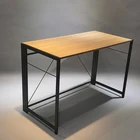 Space Computer Foldable Desk No-Assembly Small Space Home Office Vintage Brown Foldable Computer Desk