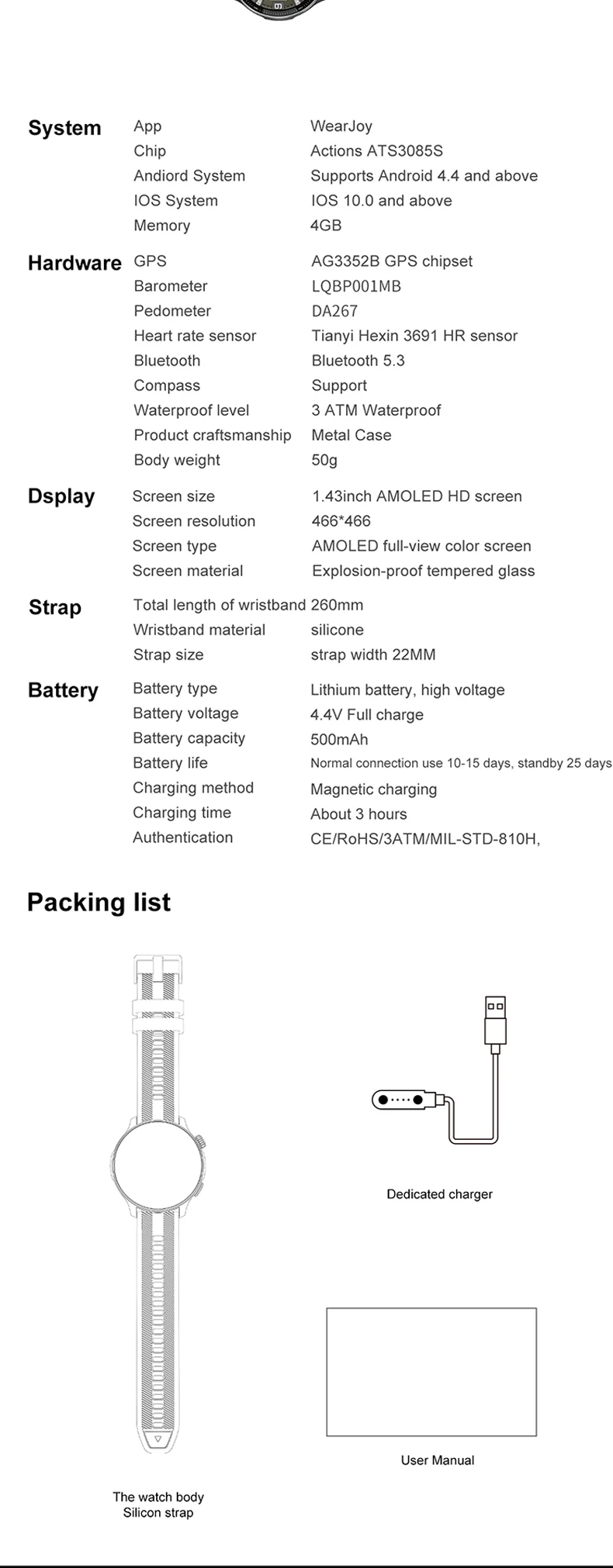 product 2026 men gps 3atm compass smart watch dtg6 with amoled offline map barometer altimeter sport smartwatch-10