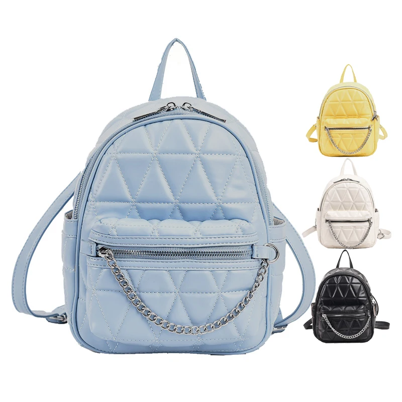 Backpack female college students simple backpack small fragrant wind chain leather bag leisure school bag