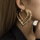 Hoop Gift 2021 Gold Plated Geometric Double Big Hollow Love Bamboo Hoop Earrings For Women Gift