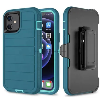Defender Pro Armor Back Cover for iPhone 15 Pro Max 16 14 13 12 Full Body Protection Belt Clip Kickstand Rugged PC Phone Cases