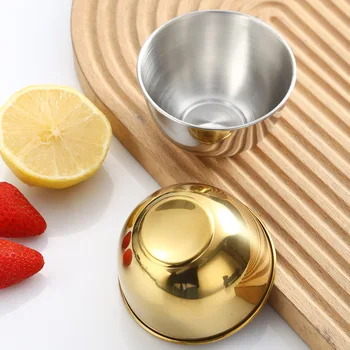 Stainless Steel Small Golden Bowl for Children for Dipping Sauces Seasoning Sushi Jam Metal Cup Bowl
