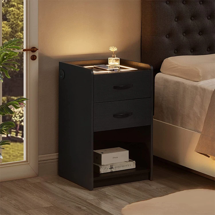 Technology china wholesale modern led smart night table bedside table with wireless charger